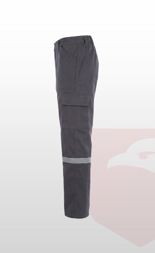 16/12 Gabardin Gri Yazlık İşçi Pantolonu Tek Reflektörlü İş Pantolonu