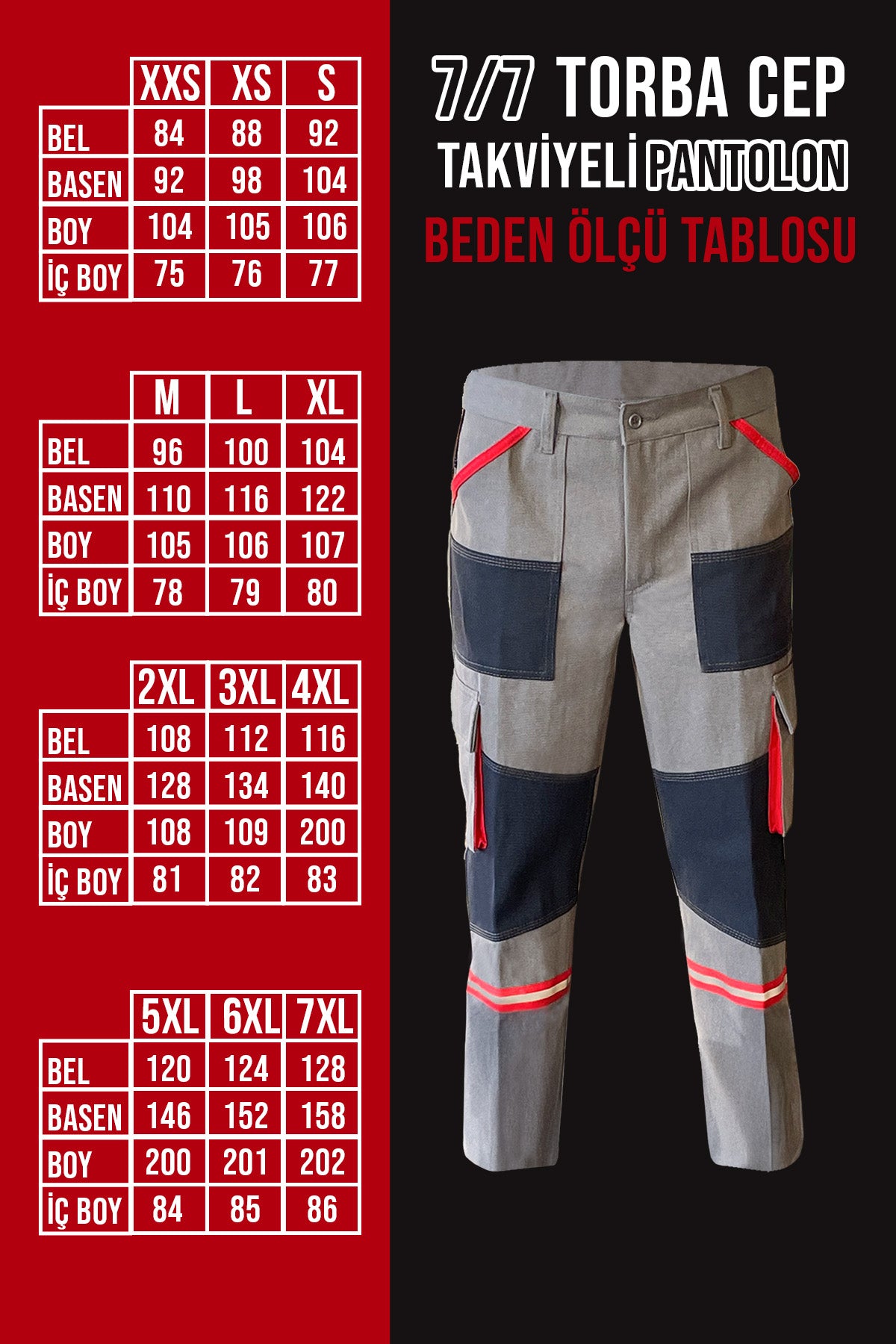 Selçuklu Plus 7/7 Gri Takviyeli Çok Cepli Kışlık İş Pantolonu – Dayanıklı, Konforlu ve Şık