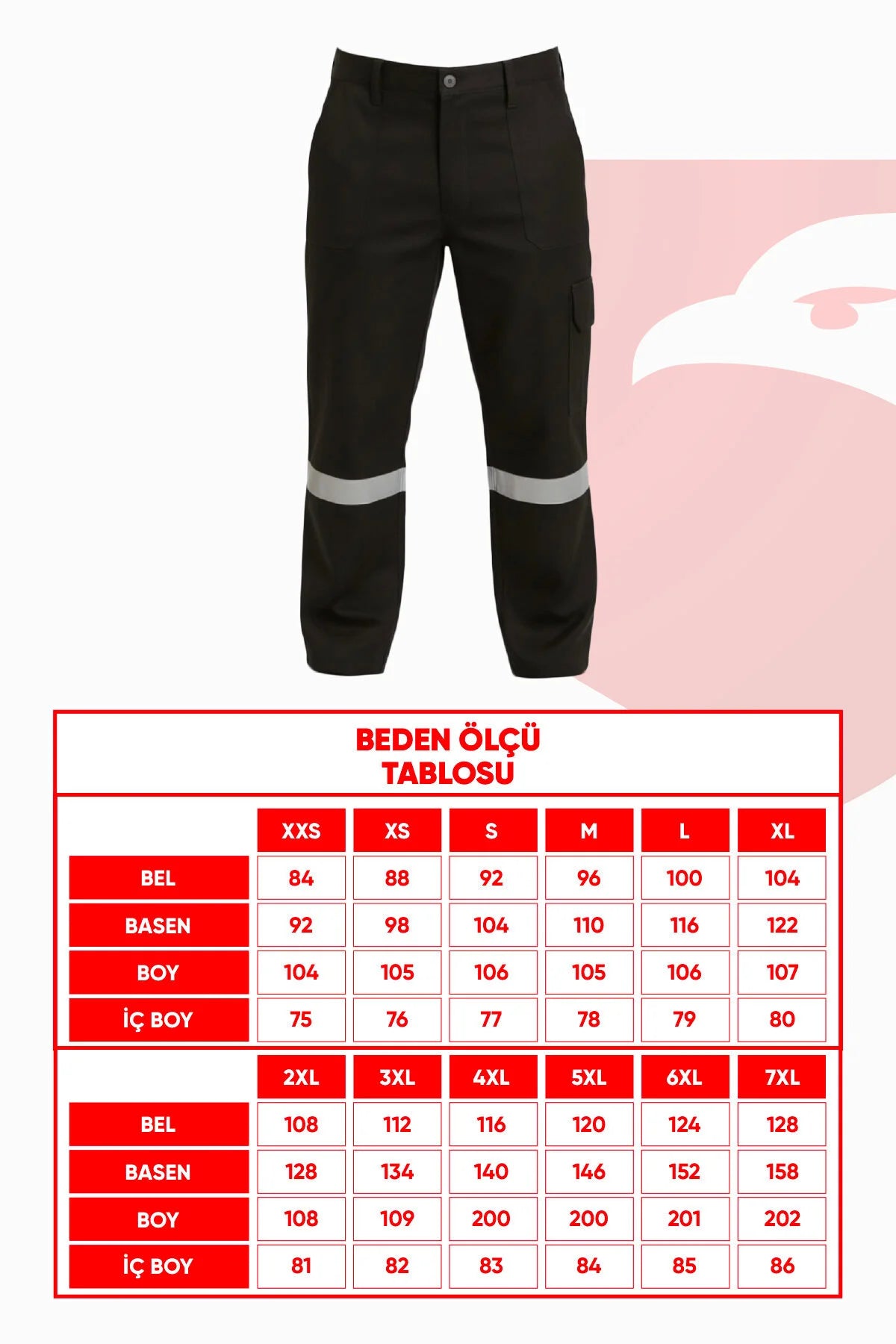 7/7 Gabardin Kışlık İşçi Pantolonu Tek Reflektörlü Kalın İş Pantolonu