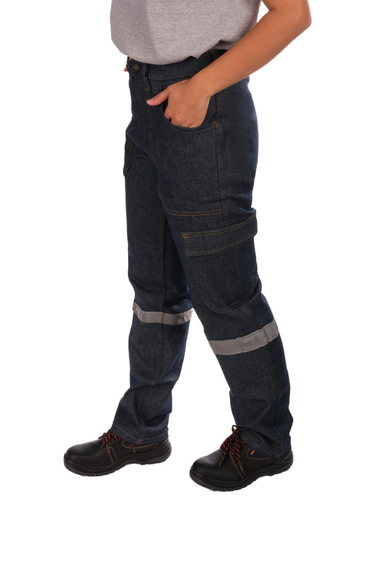 5 Cepli Reflektörlü Lacivert Kot İş Pantolonu – 12 Ons Kumaş – Uzun Ömürlü ve Sağlam İş Pantolonu