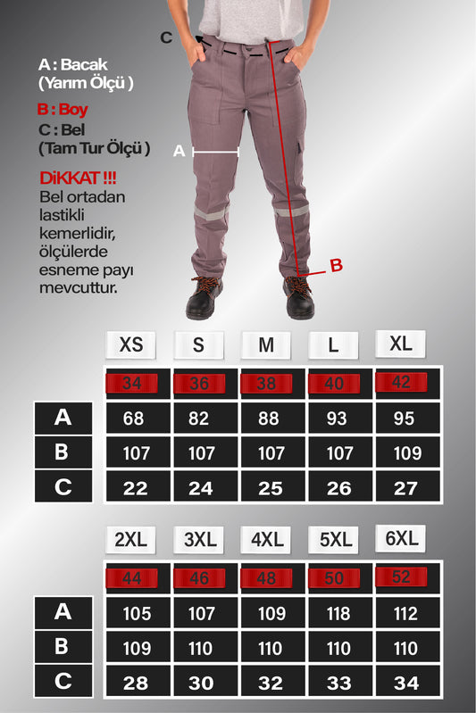 Selçuklu Plus 7/7 Gabardin Kışlık İşçi Pantolonu Tek Reflektörlü Kalın İş Pantolonu