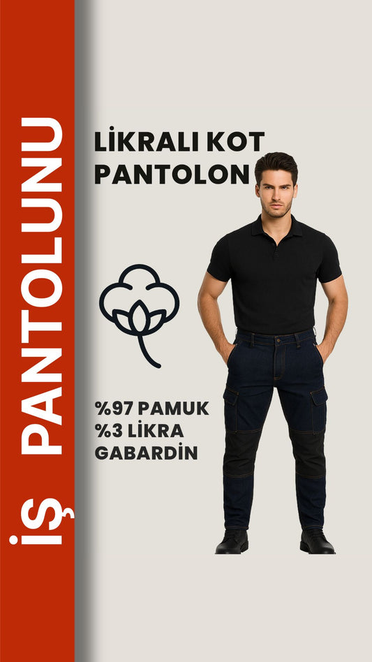 Selçuklu Plus Likralı Çok Cepli Kot İş Pantolonu – Esnek Yapı ve Fonksiyonel Tasarım