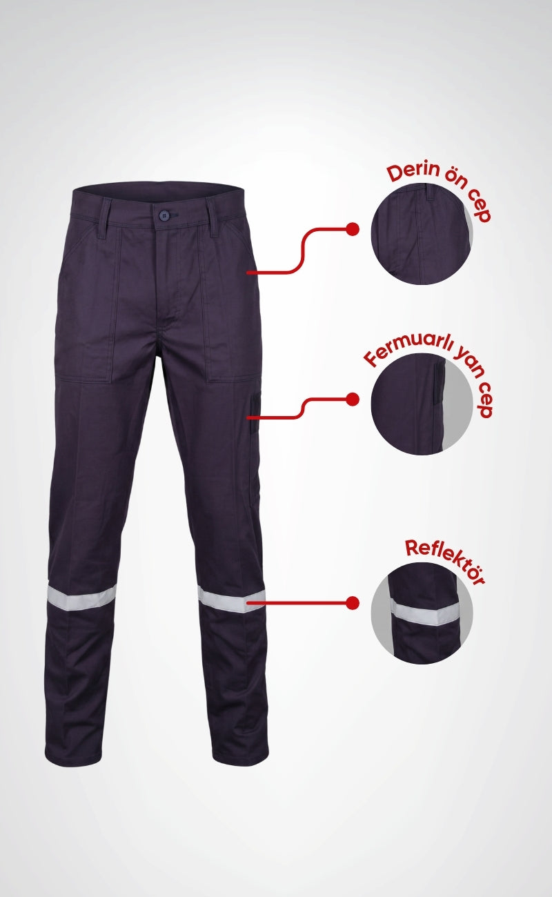 16/12 Gabardin Likralı Yazlık Tek Reflektörlü İşçi Pantolonu