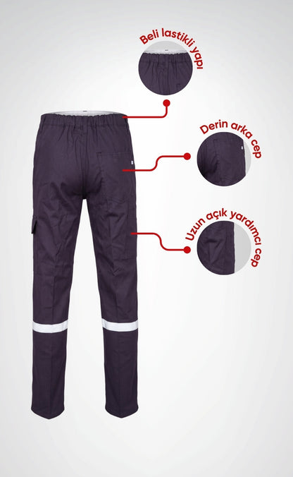 16/12 Gabardin Likralı Yazlık Tek Reflektörlü İşçi Pantolonu