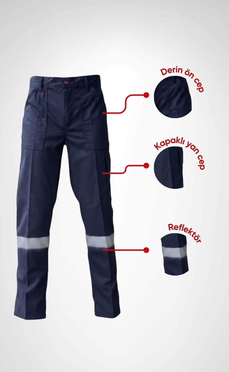 16/12 Gabardin Likralı Yazlık Tek Reflektörlü İşçi Pantolonu