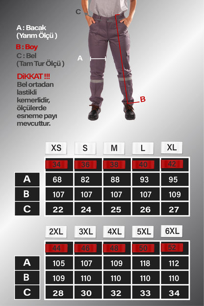 Selçuklu Plus 16/12 Gabardin Gri Yazlık İşçi Pantolonu Tek Reflektörlü İş Pantolonu