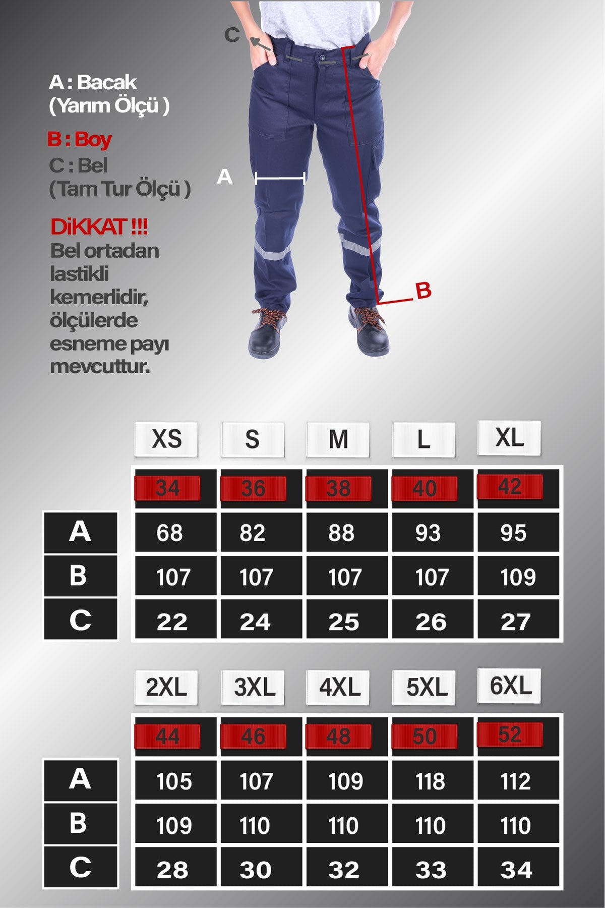 16/12 Gabardin Yazlık İşçi Pantolonu Tek Reflektörlü İş Pantolonu