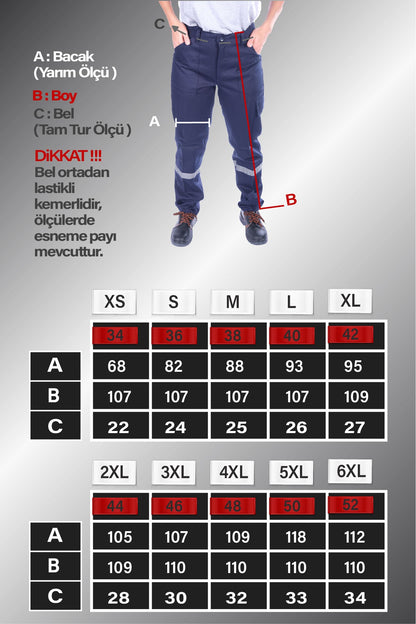 16/12 Gabardin Yazlık İşçi Pantolonu Tek Reflektörlü İş Pantolonu
