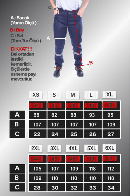 Selçuklu Plus 16/12 Gabardin Lacivert Yazlık İşçi Pantolonu Tek Reflektörlü İş Pantolonu