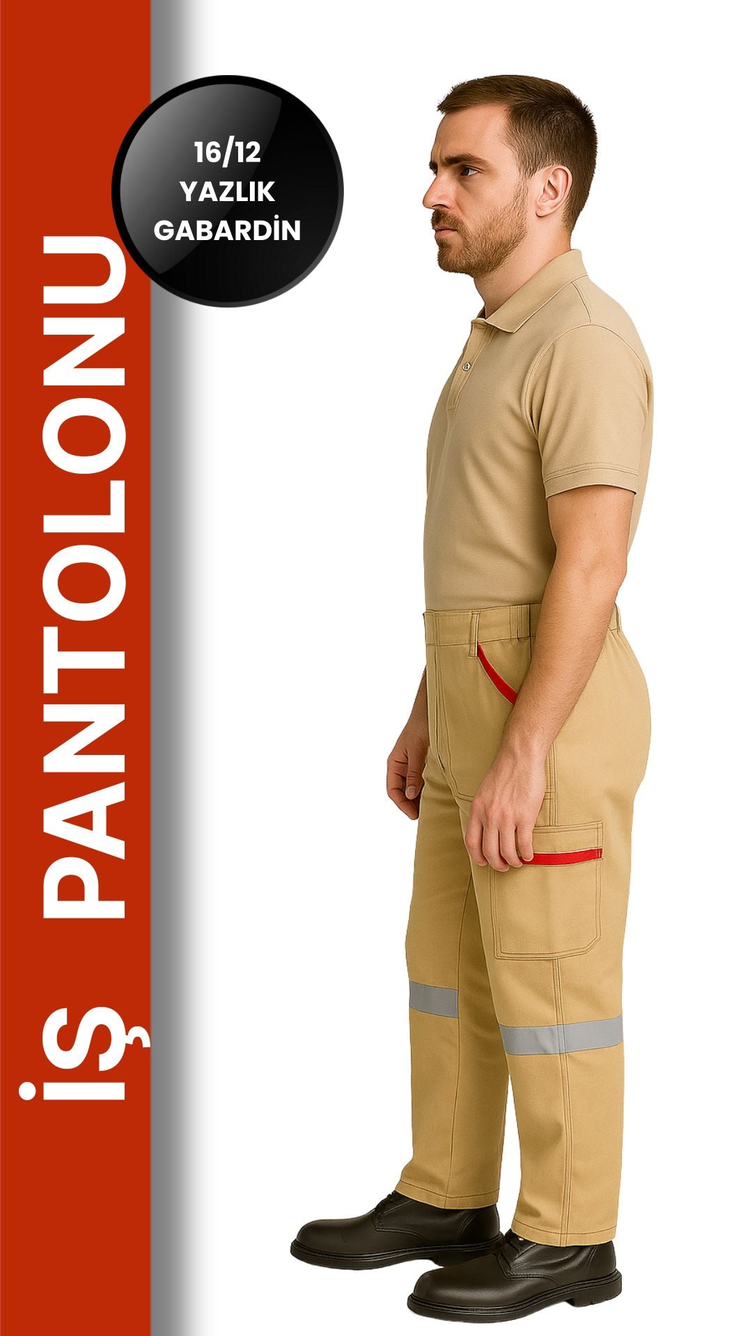 16/12 Gabardin Yazlık İşçi Pantolonu Tek Reflektörlü İş Pantolonu