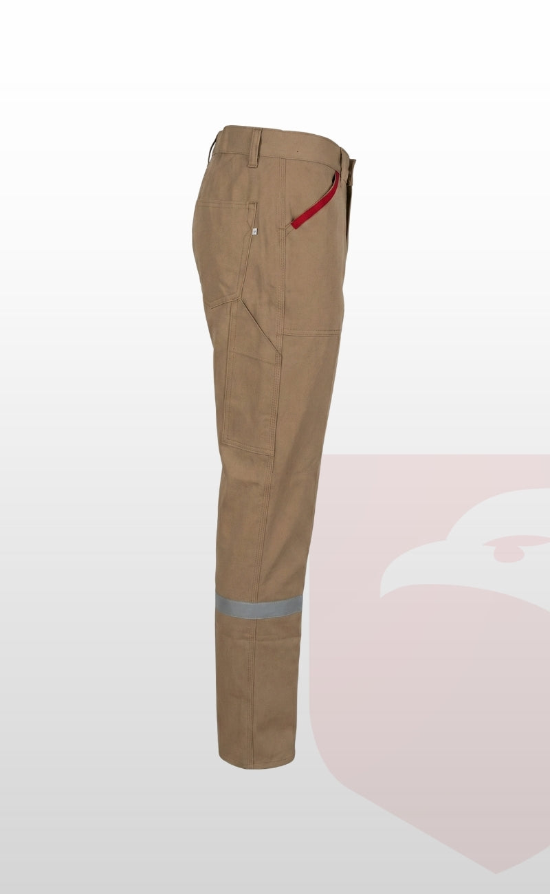 16/12 Gabardin Bej Yazlık İşçi Pantolonu Tek Reflektörlü İş Pantolonu