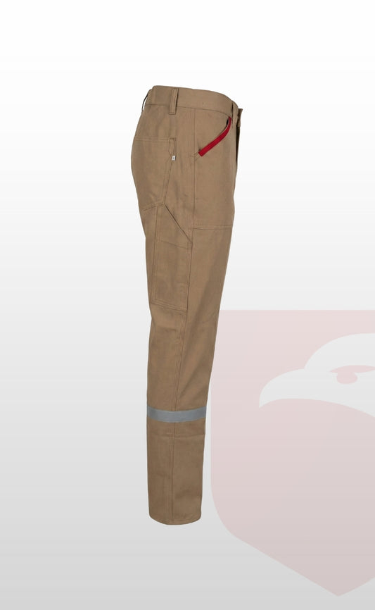 16/12 Gabardin Bej Yazlık İşçi Pantolonu Tek Reflektörlü İş Pantolonu