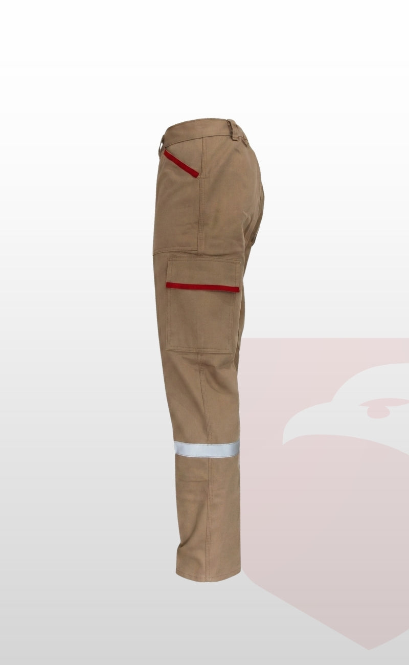 16/12 Gabardin Bej Yazlık İşçi Pantolonu Tek Reflektörlü İş Pantolonu