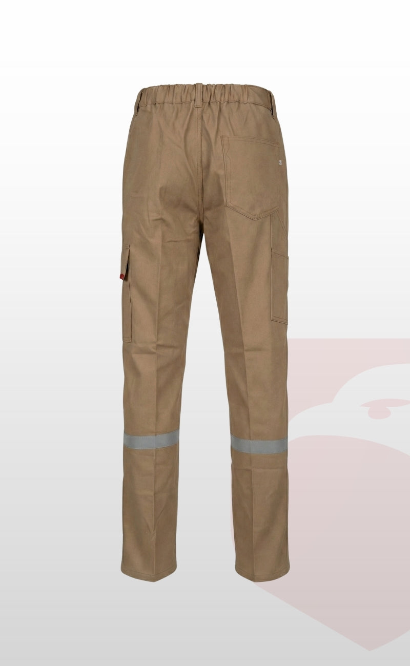 16/12 Gabardin Bej Yazlık İşçi Pantolonu Tek Reflektörlü İş Pantolonu