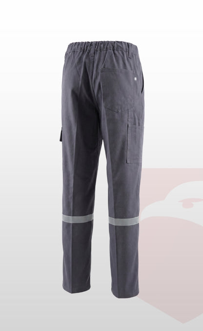 16/12 Gabardin Gri Yazlık İşçi Pantolonu Tek Reflektörlü İş Pantolonu
