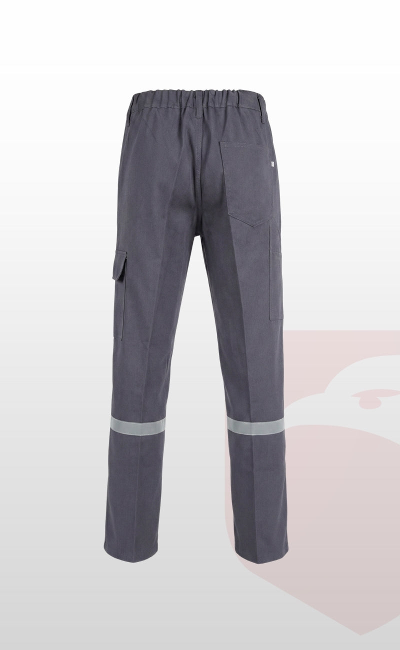 16/12 Gabardin Gri Yazlık İşçi Pantolonu Tek Reflektörlü İş Pantolonu
