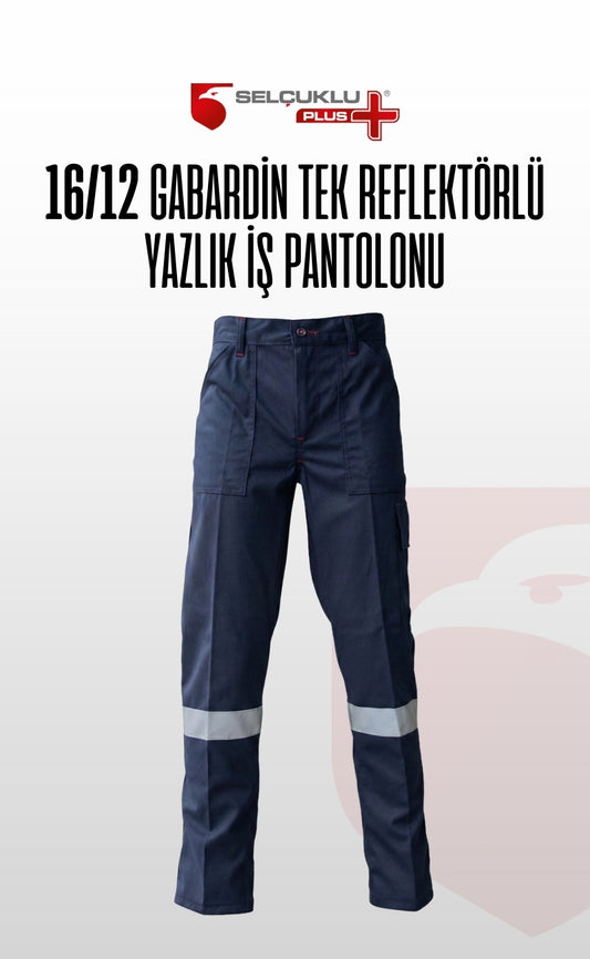 Selçuklu Plus 16/12 Gabardin Lacivert Yazlık İşçi Pantolonu Tek Reflektörlü İş Pantolonu