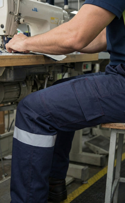 16/12 Gabardin Lacivert Yazlık İşçi Pantolonu Tek Reflektörlü İş Pantolonu