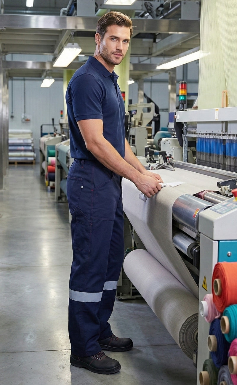 16/12 Gabardin Lacivert Yazlık İşçi Pantolonu Tek Reflektörlü İş Pantolonu