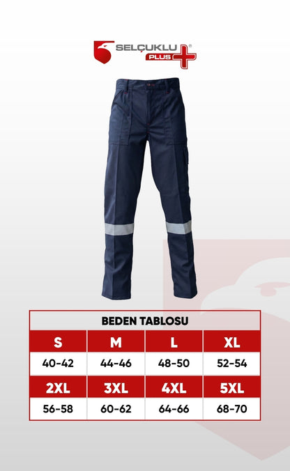 16/12 Gabardin Lacivert Yazlık İşçi Pantolonu Tek Reflektörlü İş Pantolonu