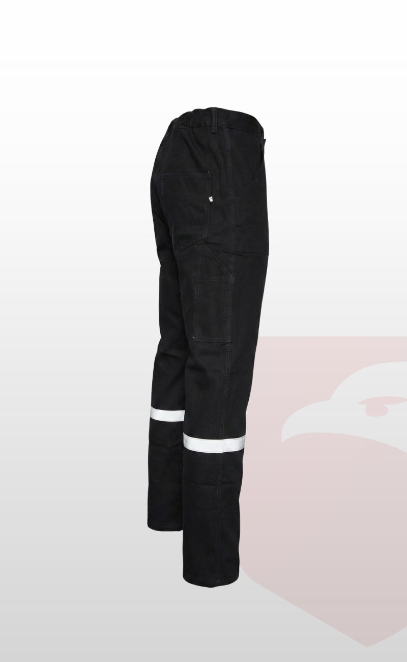 16/12 Gabardin Siyah Yazlık İşçi Pantolonu Tek Reflektörlü İş Pantolonu