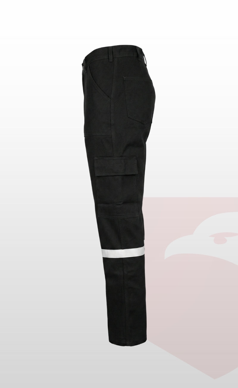 16/12 Gabardin Siyah Yazlık İşçi Pantolonu Tek Reflektörlü İş Pantolonu