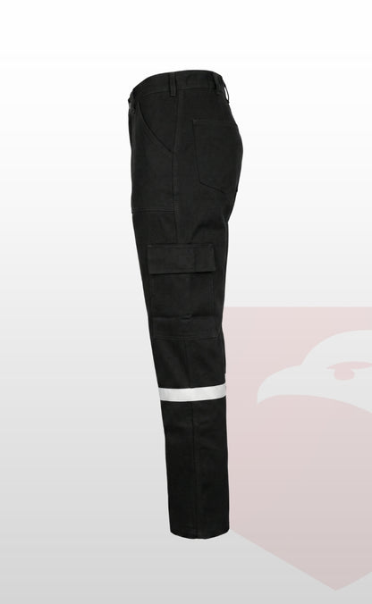 16/12 Gabardin Siyah Yazlık İşçi Pantolonu Tek Reflektörlü İş Pantolonu