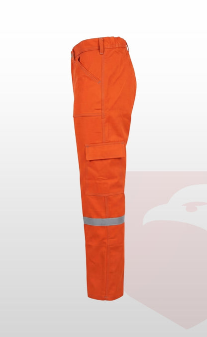 16/12 Gabardin Turuncu Yazlık İşçi Pantolonu Tek Reflektörlü İş Pantolonu