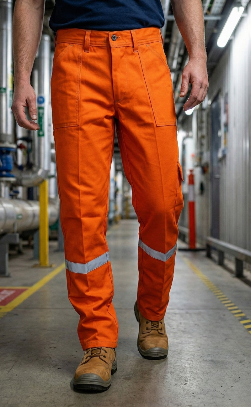 Selçuklu Plus 16/12 Gabardin Turuncu Yazlık İşçi Pantolonu Tek Reflektörlü İş Pantolonu