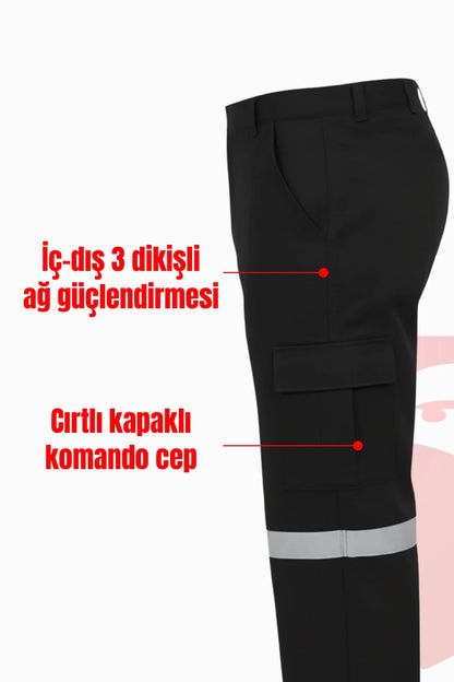 7/7 Gabardin Kışlık İşçi Pantolonu Tek Reflektörlü Kalın İş Pantolonu