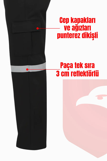 7/7 Gabardin Kışlık İşçi Pantolonu Tek Reflektörlü Kalın İş Pantolonu