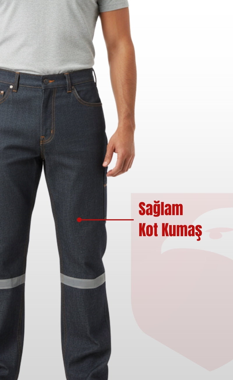 5 Cepli Reflektörlü Gri Kot İş Pantolonu – Uzun Ömürlü ve Sağlam İş Pantolonu