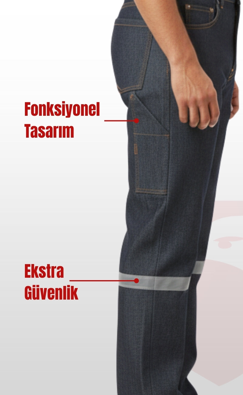 5 Cepli Reflektörlü Gri Kot İş Pantolonu – Uzun Ömürlü ve Sağlam İş Pantolonu