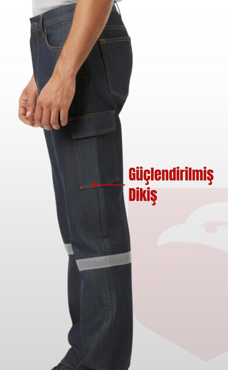 5 Cepli Reflektörlü Gri Kot İş Pantolonu – Uzun Ömürlü ve Sağlam İş Pantolonu