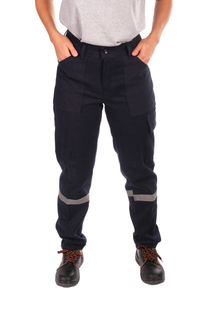 Selçuklu Plus 7/7 Gabardin Lacivert Kışlık İşçi Pantolonu Tek Reflektörlü Kalın İş Pantolonu