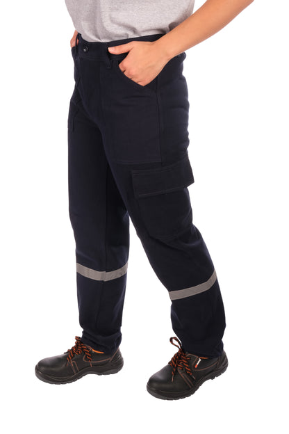 Selçuklu Plus 7/7 Gabardin Lacivert Kışlık İşçi Pantolonu Tek Reflektörlü Kalın İş Pantolonu