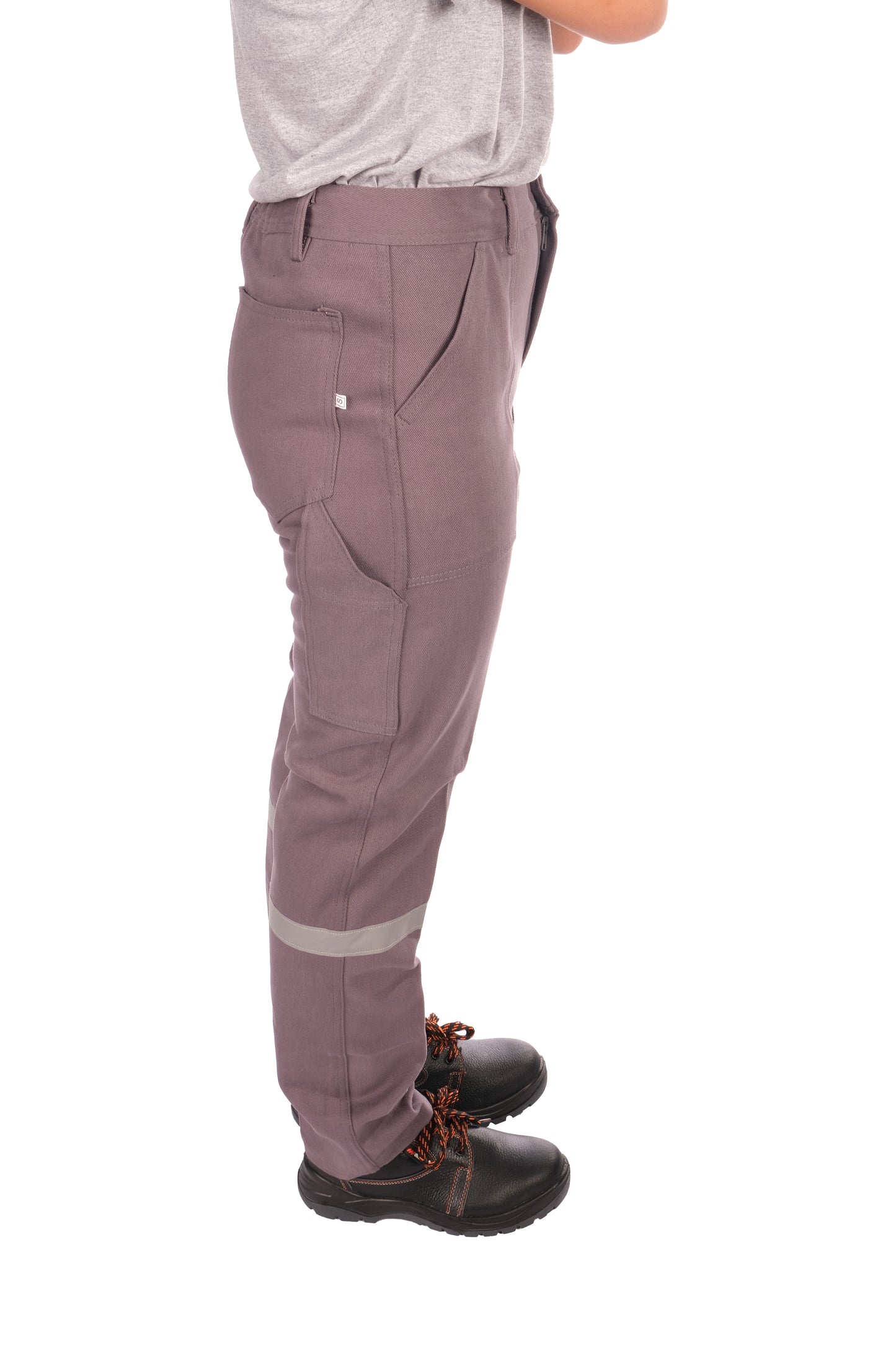 Selçuklu Plus 7/7 Gabardin Gri Kışlık İşçi Pantolonu Tek Reflektörlü Kalın İş Pantolonu-Gri