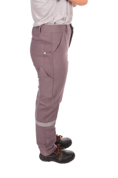 Selçuklu Plus 7/7 Gabardin Gri Kışlık İşçi Pantolonu Tek Reflektörlü Kalın İş Pantolonu-Gri