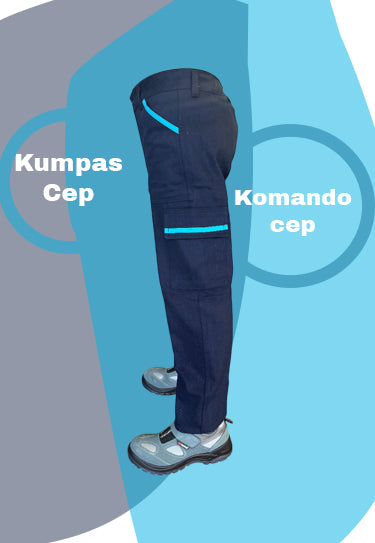 Selçuklu Plus 7/7 Gabardin Kışlık İşçi Pantolonu Tek Reflektörlü Mavi Biyeli Kalın İş Pantolonu