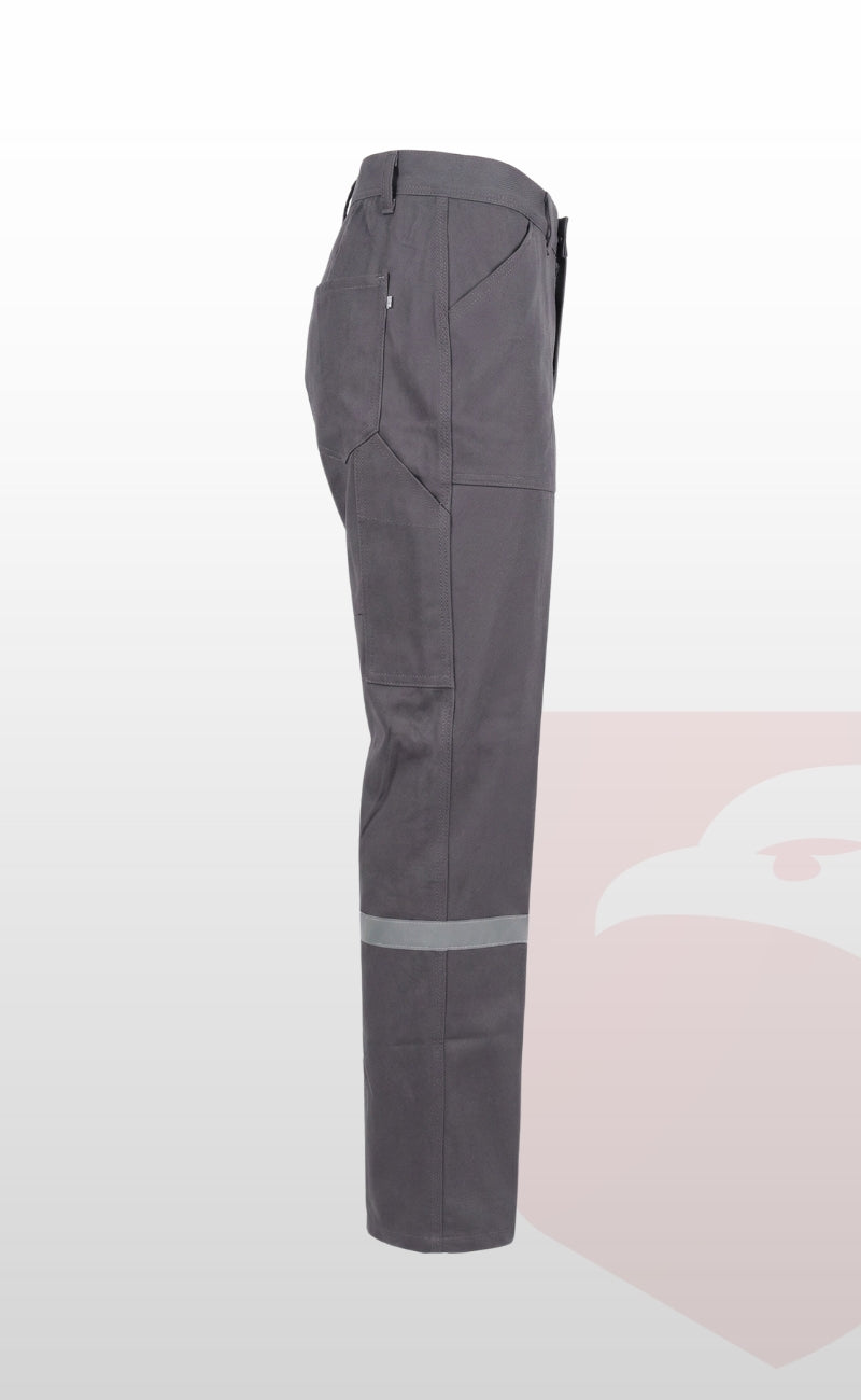 7/7 Gabardin Gri Kışlık İşçi Pantolonu Tek Reflektörlü Kalın İş Pantolonu-Gri
