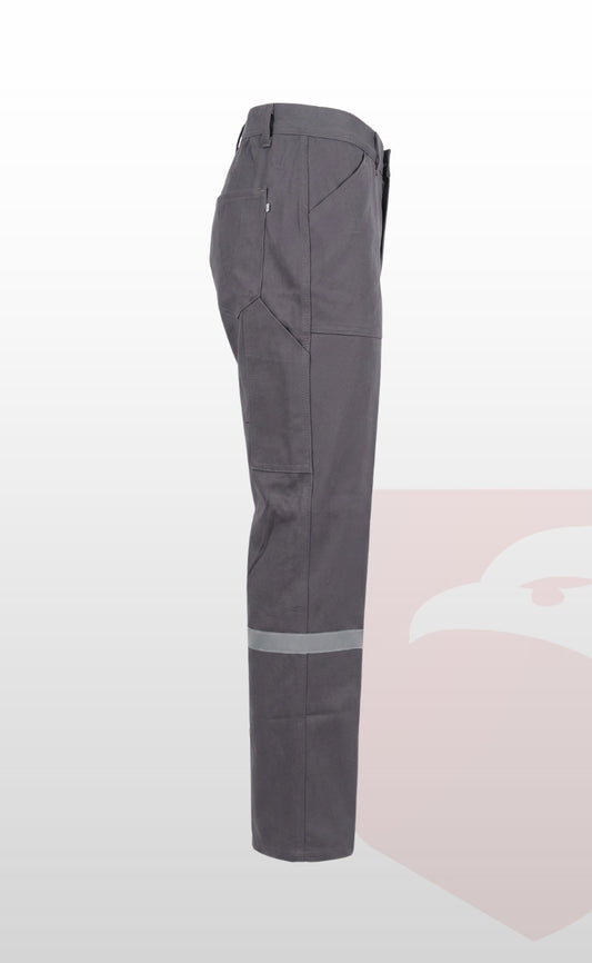 7/7 Gabardin Gri Kışlık İşçi Pantolonu Tek Reflektörlü Kalın İş Pantolonu-Gri