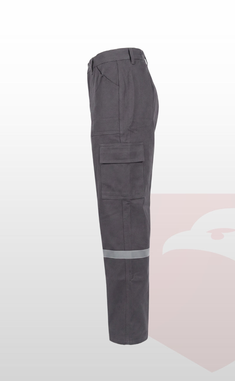 7/7 Gabardin Gri Kışlık İşçi Pantolonu Tek Reflektörlü Kalın İş Pantolonu-Gri