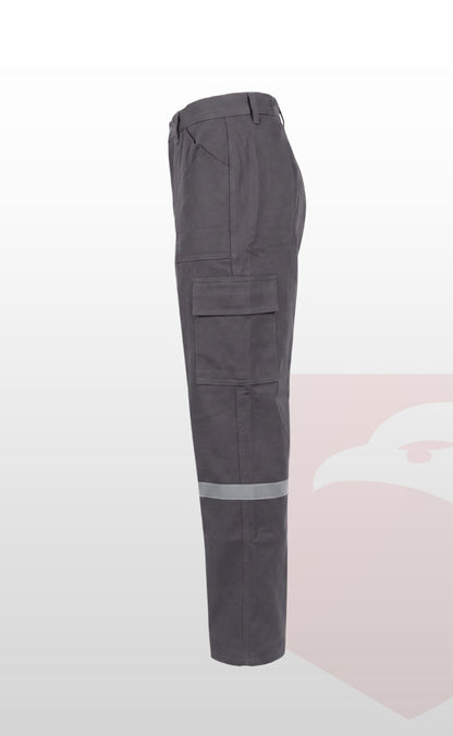 7/7 Gabardin Gri Kışlık İşçi Pantolonu Tek Reflektörlü Kalın İş Pantolonu-Gri