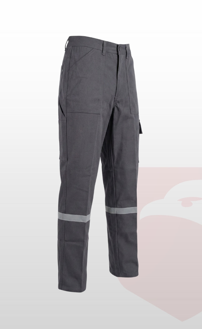 7/7 Gabardin Gri Kışlık İşçi Pantolonu Tek Reflektörlü Kalın İş Pantolonu-Gri