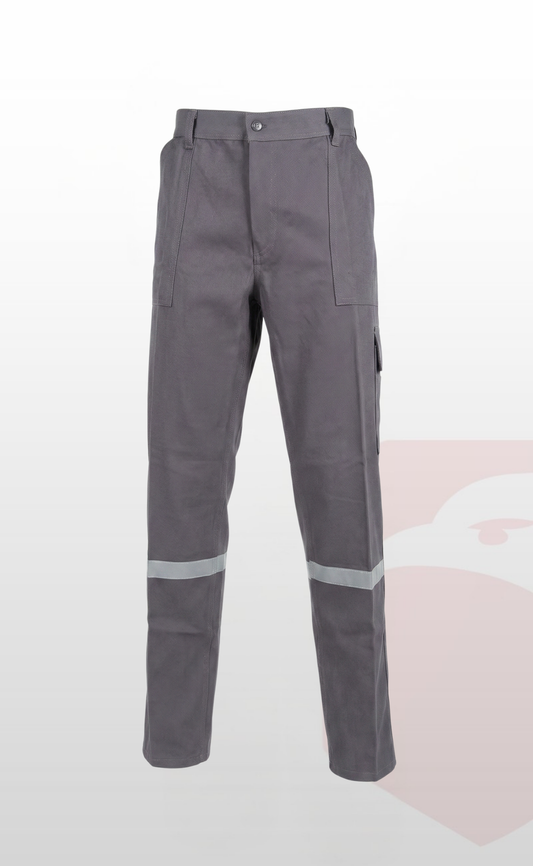 7/7 Gabardin Gri Kışlık İşçi Pantolonu Tek Reflektörlü Kalın İş Pantolonu-Gri