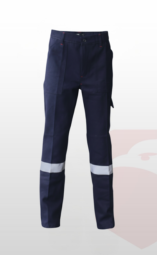 7/7 Gabardin Lacivert Kışlık İşçi Pantolonu Tek Reflektörlü Kalın İş Pantolonu