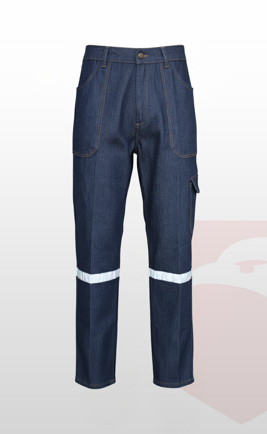 Süper Likralı Kot İş Pantolonu | Reflektörlü, Çok Cepli, Dayanıklı Denim İşçi Pantolonu