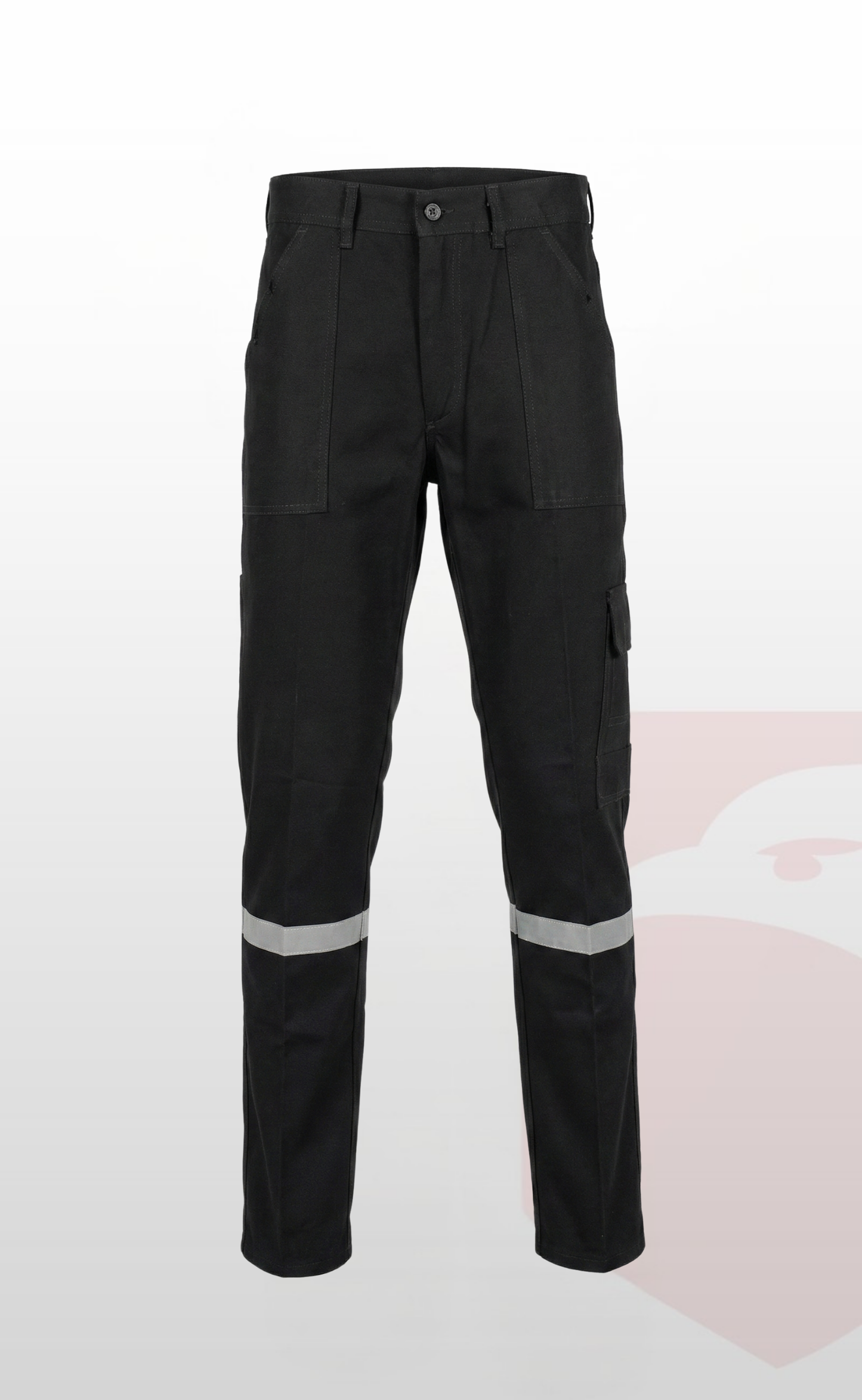 16/12 Gabardin Siyah Yazlık İşçi Pantolonu Tek Reflektörlü İş Pantolonu