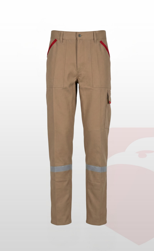 16/12 Gabardin Bej Yazlık İşçi Pantolonu Tek Reflektörlü İş Pantolonu