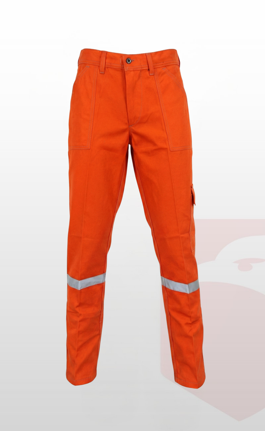 16/12 Gabardin Turuncu Yazlık İşçi Pantolonu Tek Reflektörlü İş Pantolonu